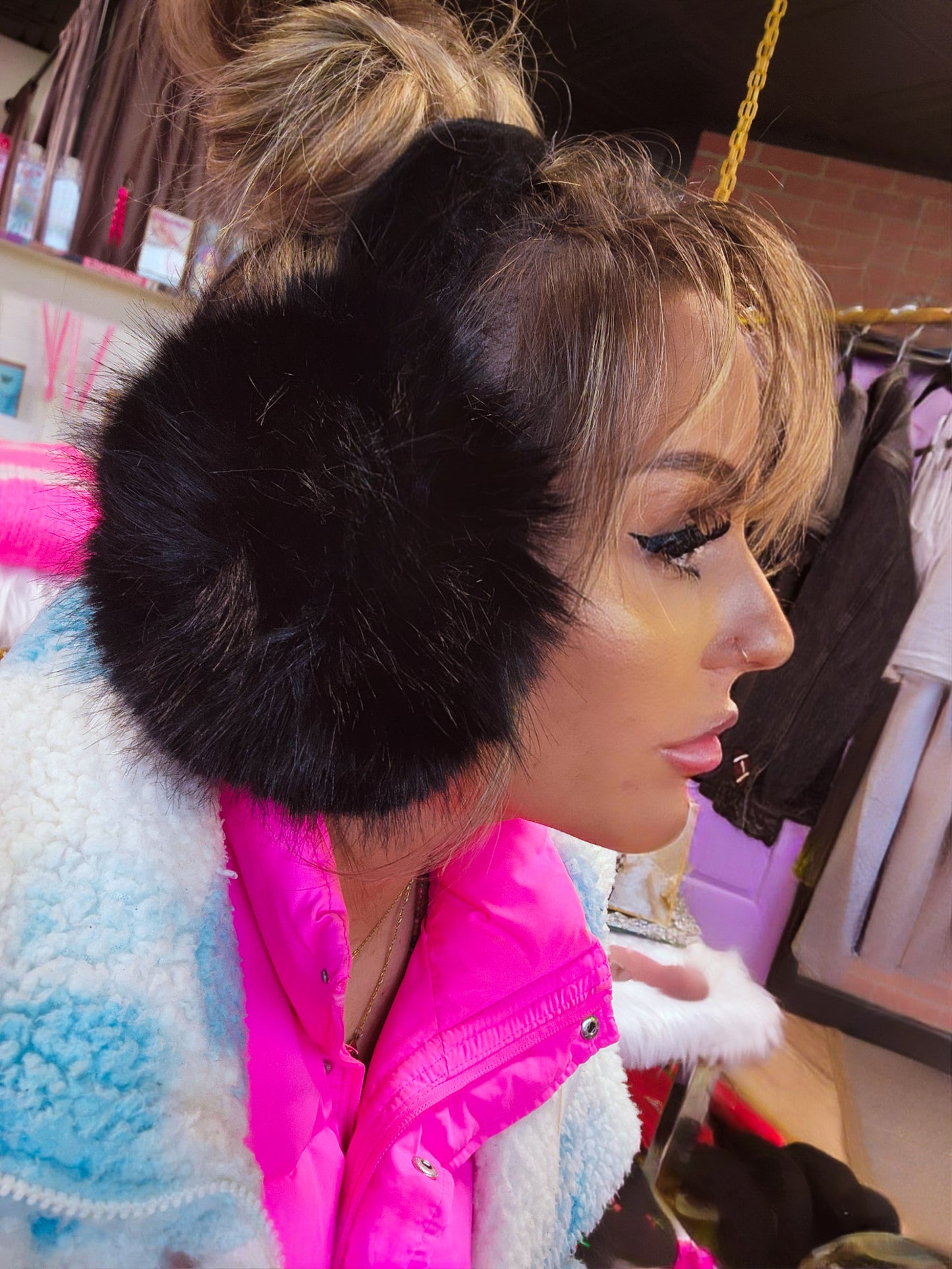 Black Fuzzy Earmuffs