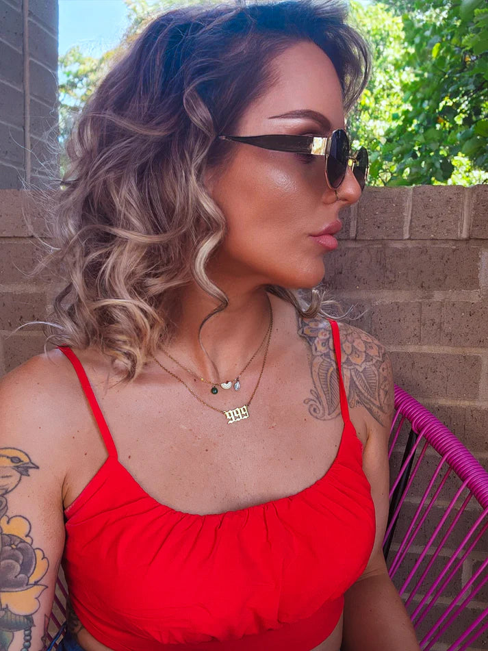 Sun Kissed Retro Oval Sunnies Black Lense