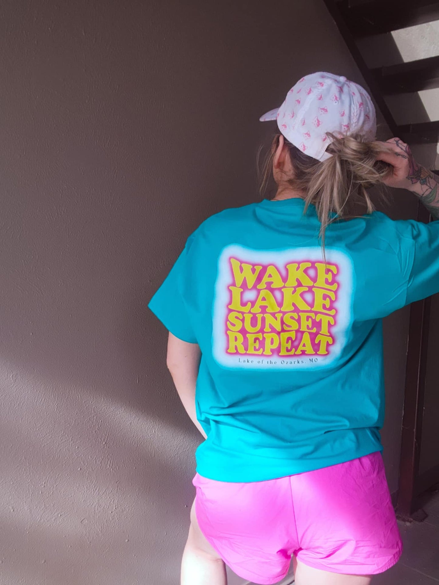Wake Lake Sunset Repeat Graphic Tee
