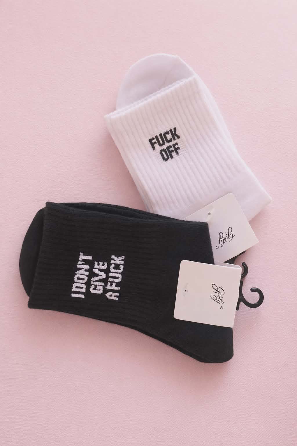 I Don't Give a Fuck Black High-top Socks