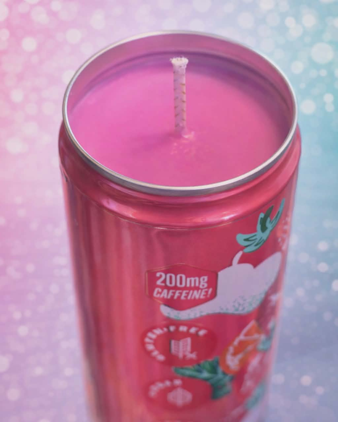 Strawberry Sunrise Alani Energy Can Soy Candle Unscented