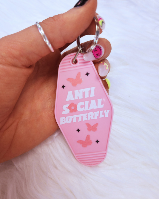 Anti Social Butterfly Keychain