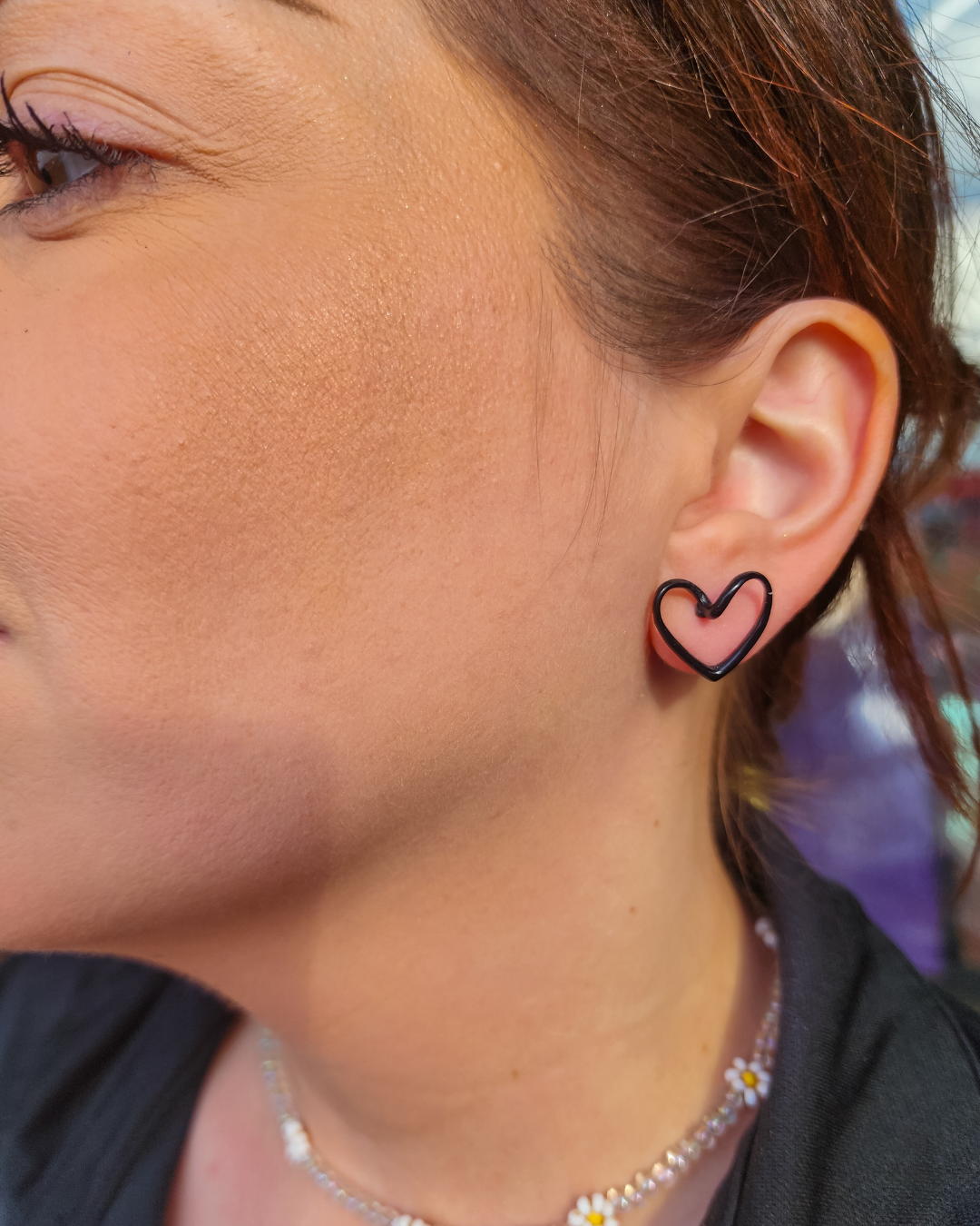 Minimalistic Black Heart Earrings