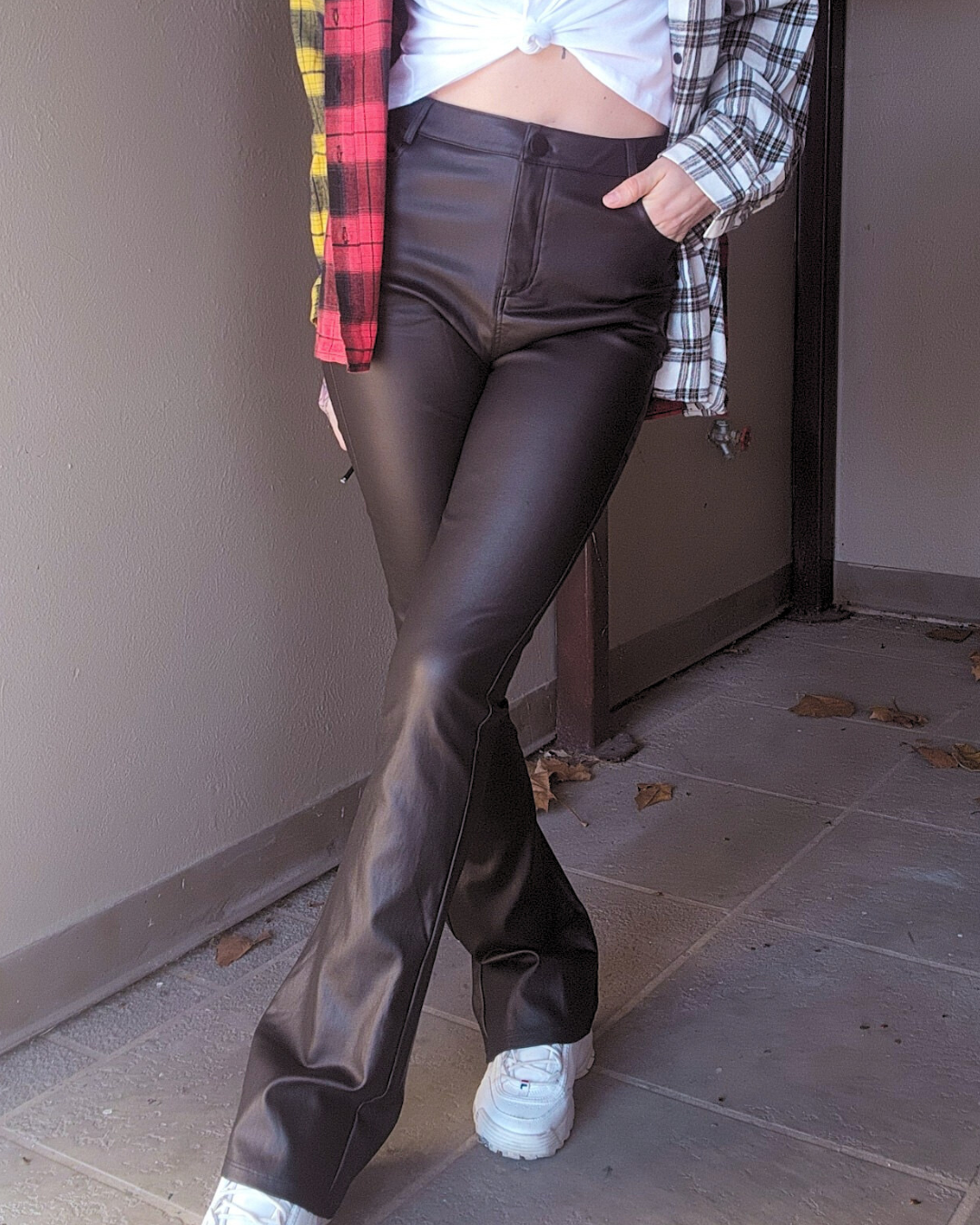 Members Only Vegan Leather Bootcut Pants