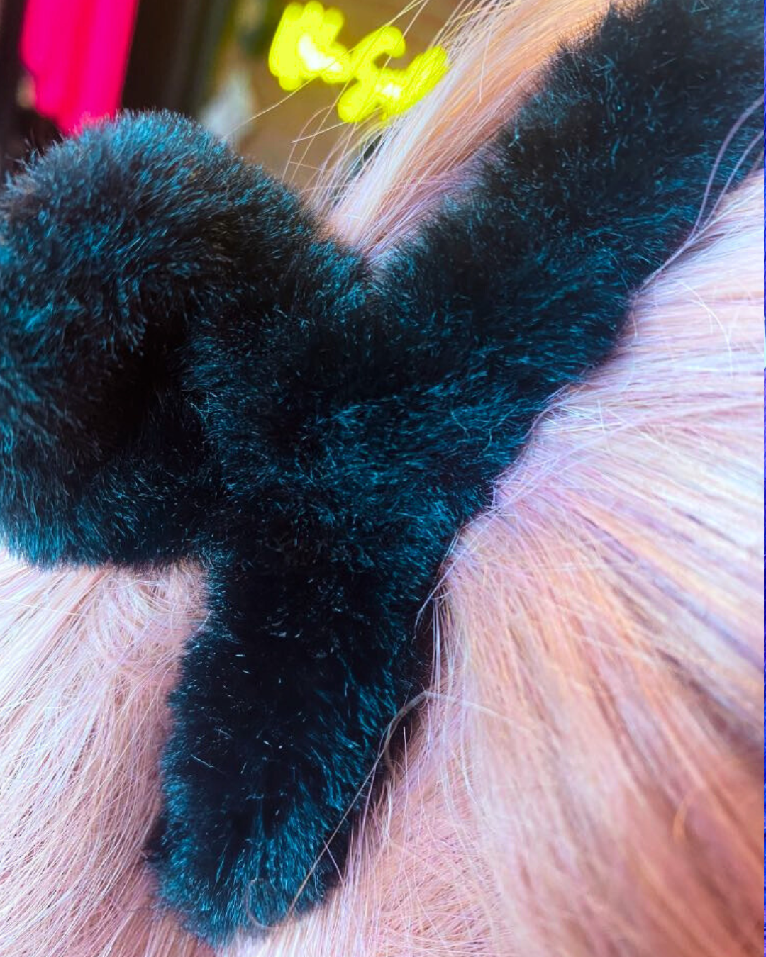 Fuzzy Black Loop Claw Clip