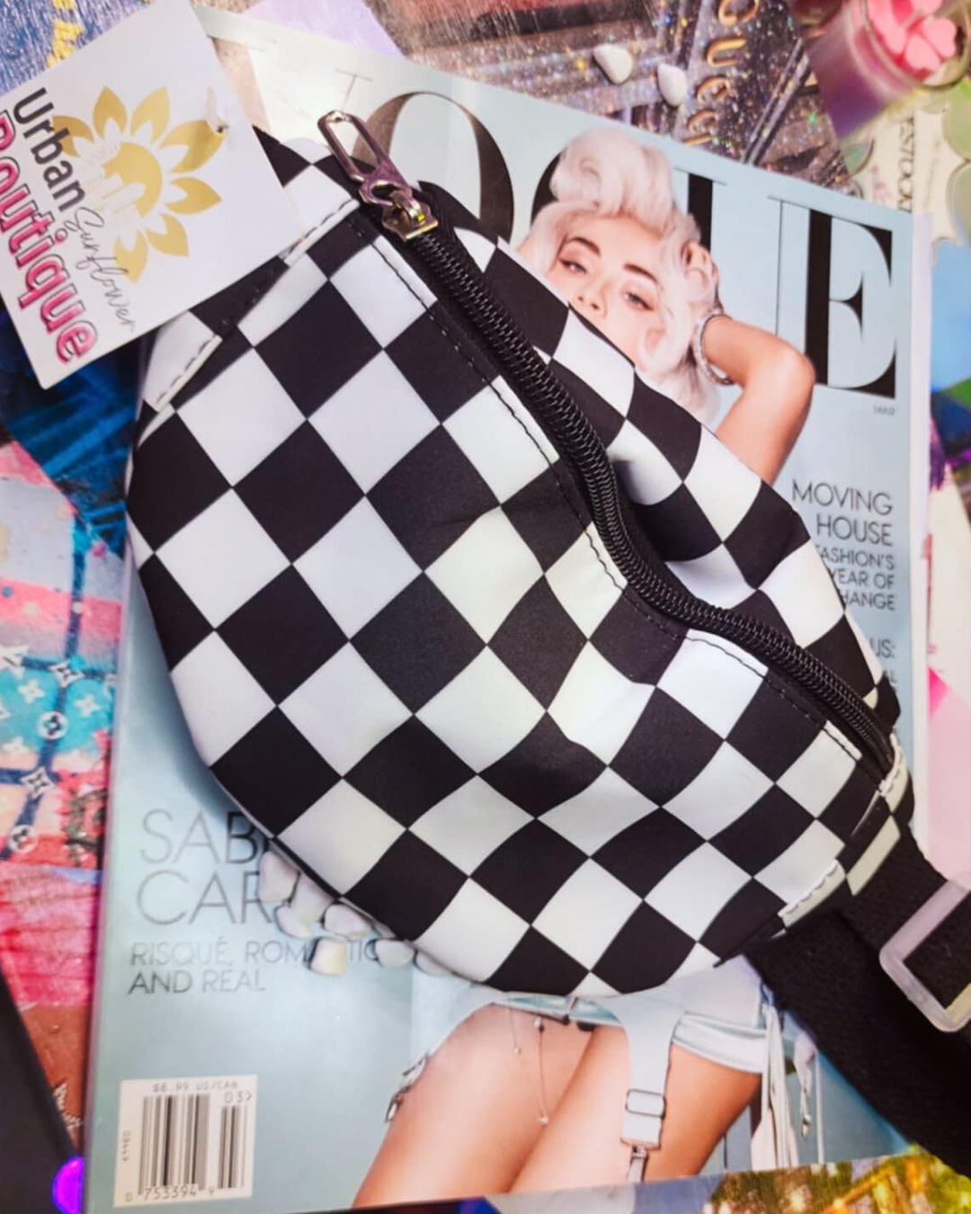 Checkered Crossbody Belt Bag