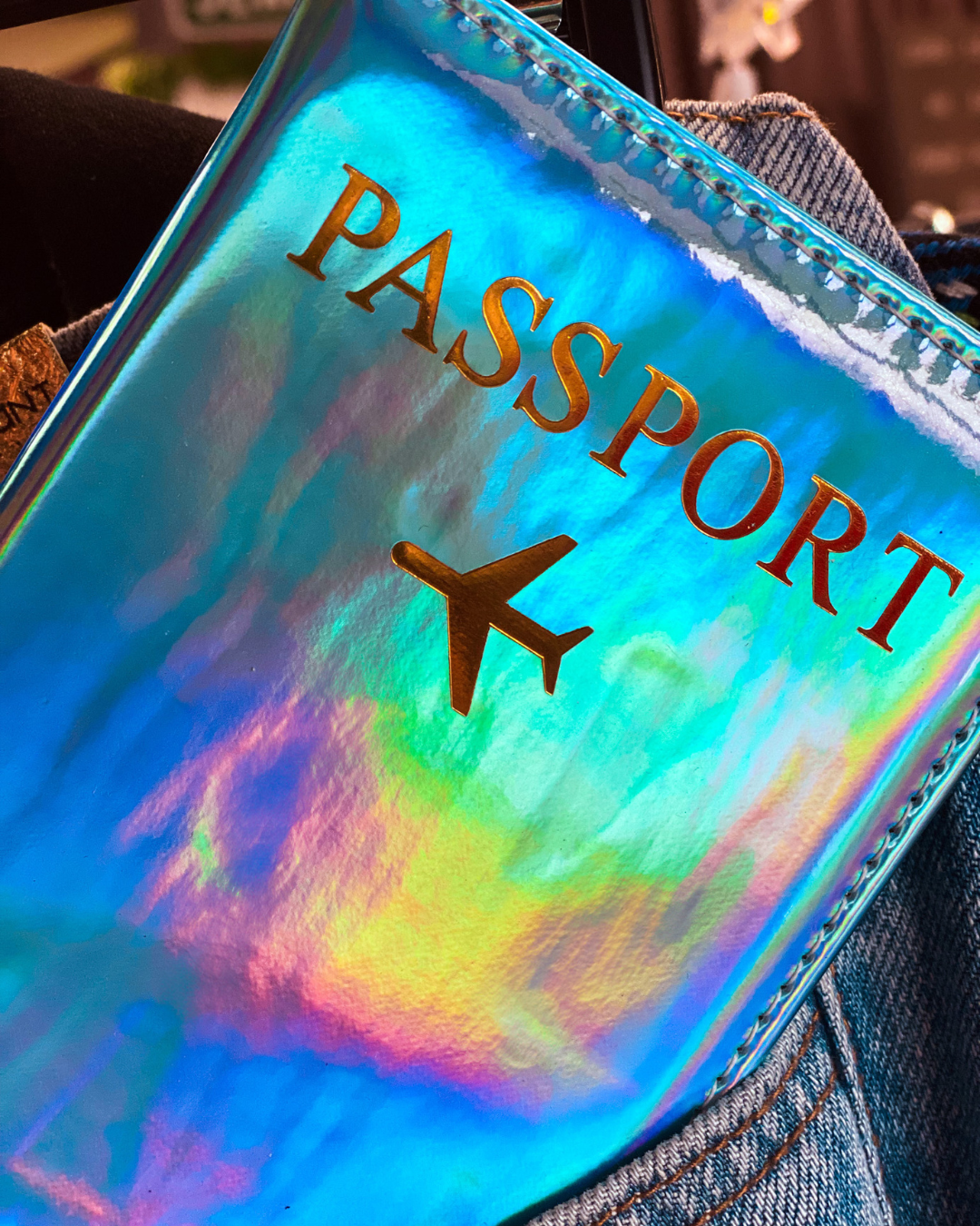 Blue Iridescent Passport Cover