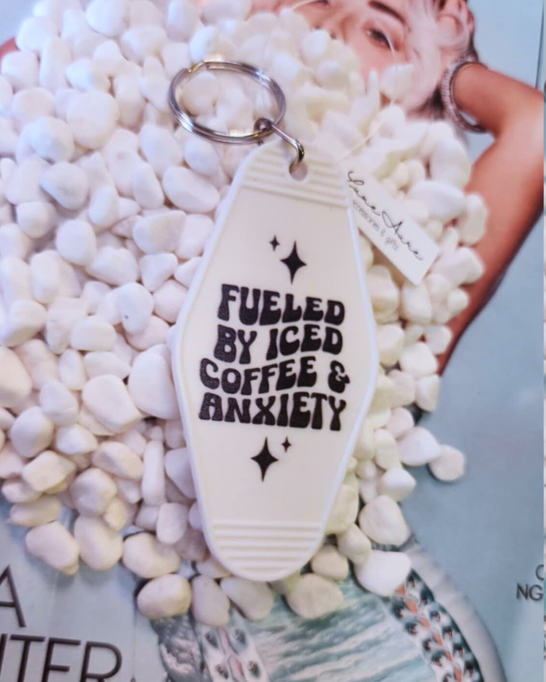 Fueled By Iced Coffee & Anxiety Keychain