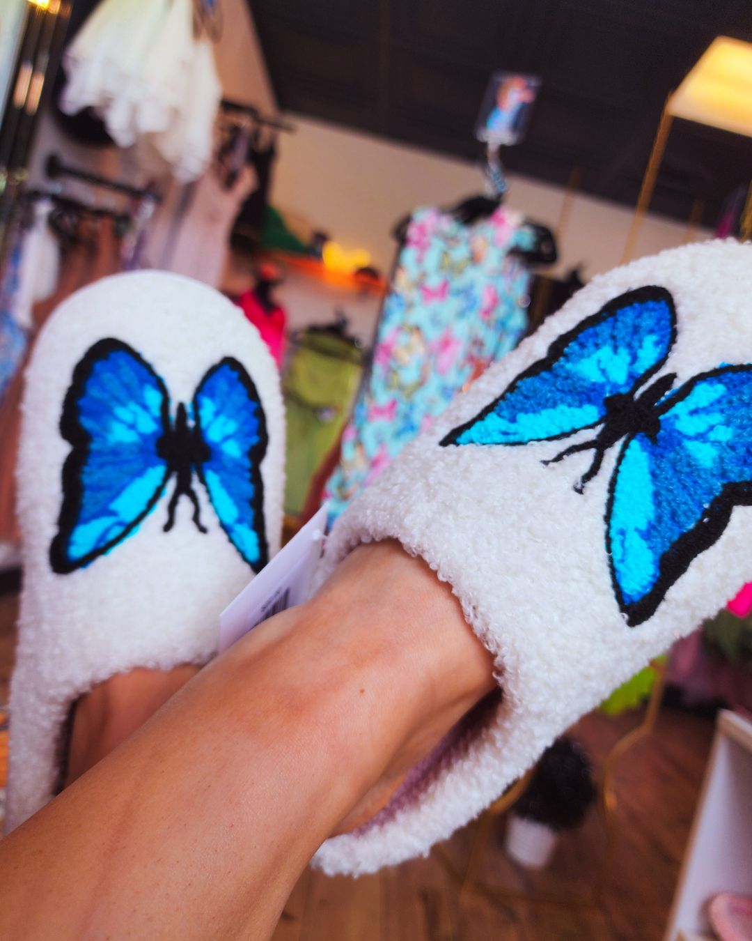 Fuzzy Butterfly Slippers