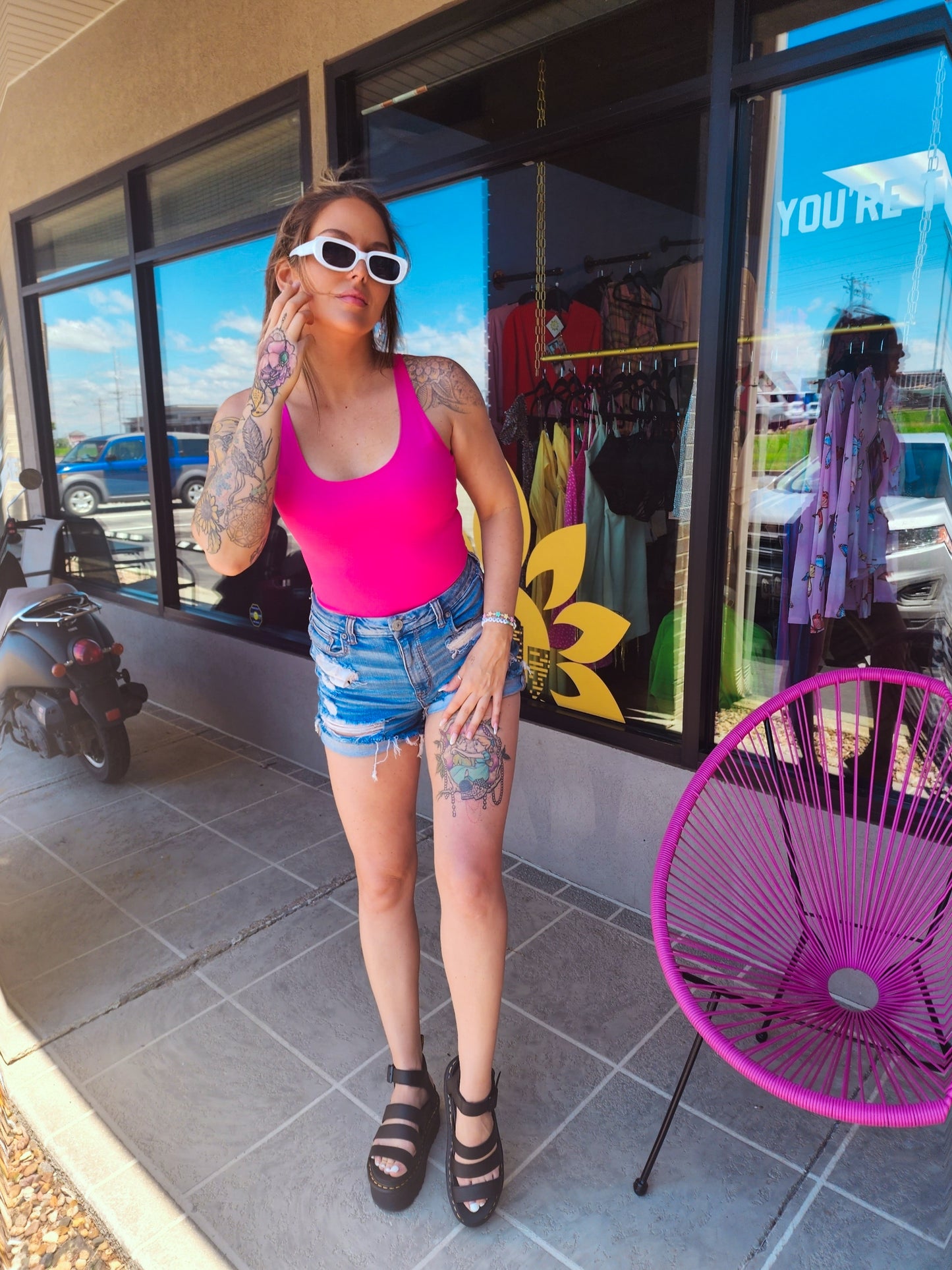 Hot Pink Meeting 4 Drinks Bodysuit