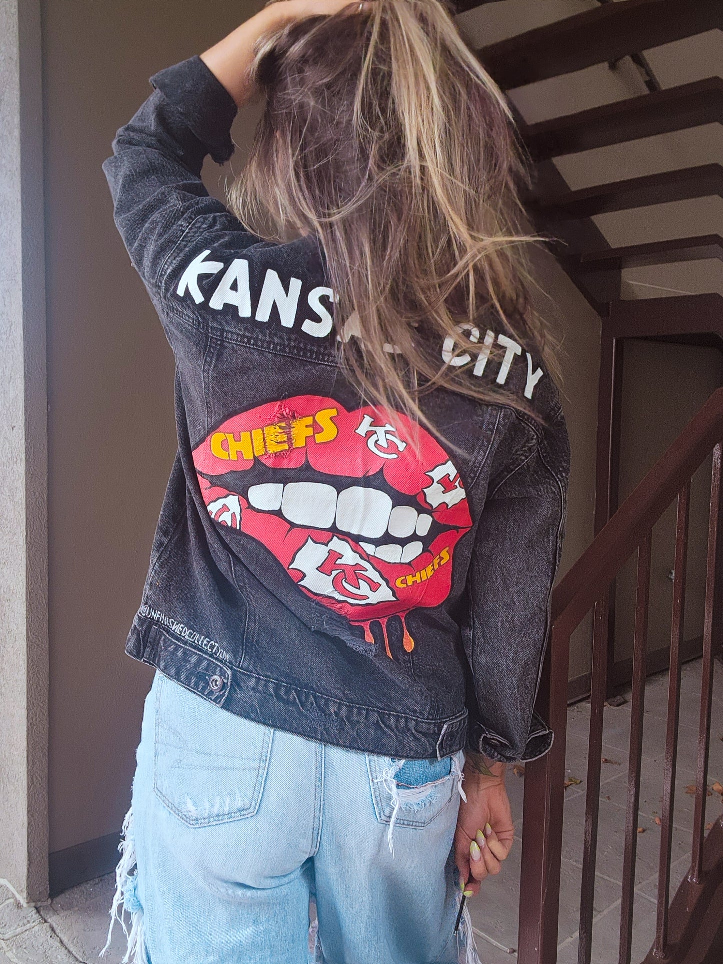 Drip Lip Chiefs Distressed Oversized Jacket