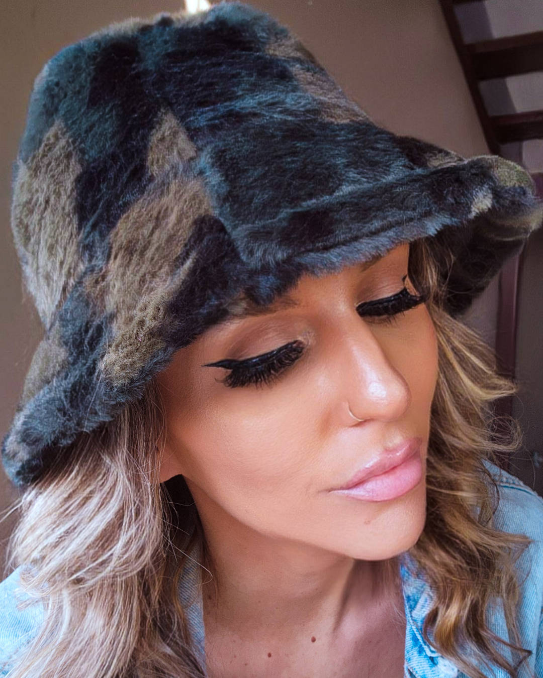 Fuzzy Camo Bucket Hat