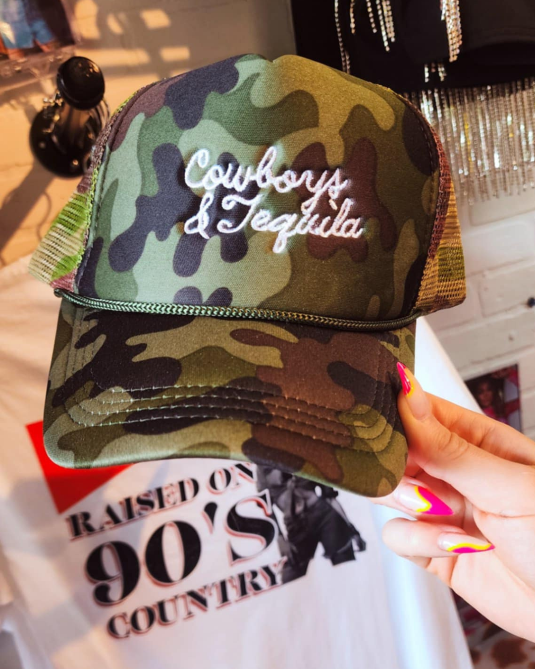 Cowboys And Tequila Camo Trucker Hat