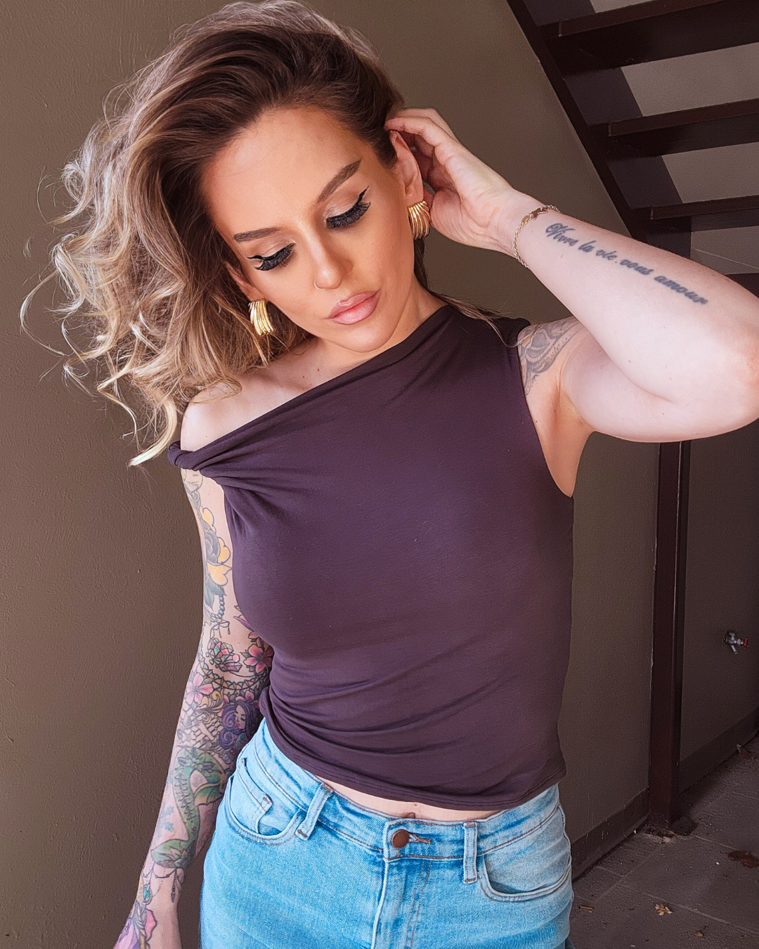 Midnight Charm Twist Shoulder Top