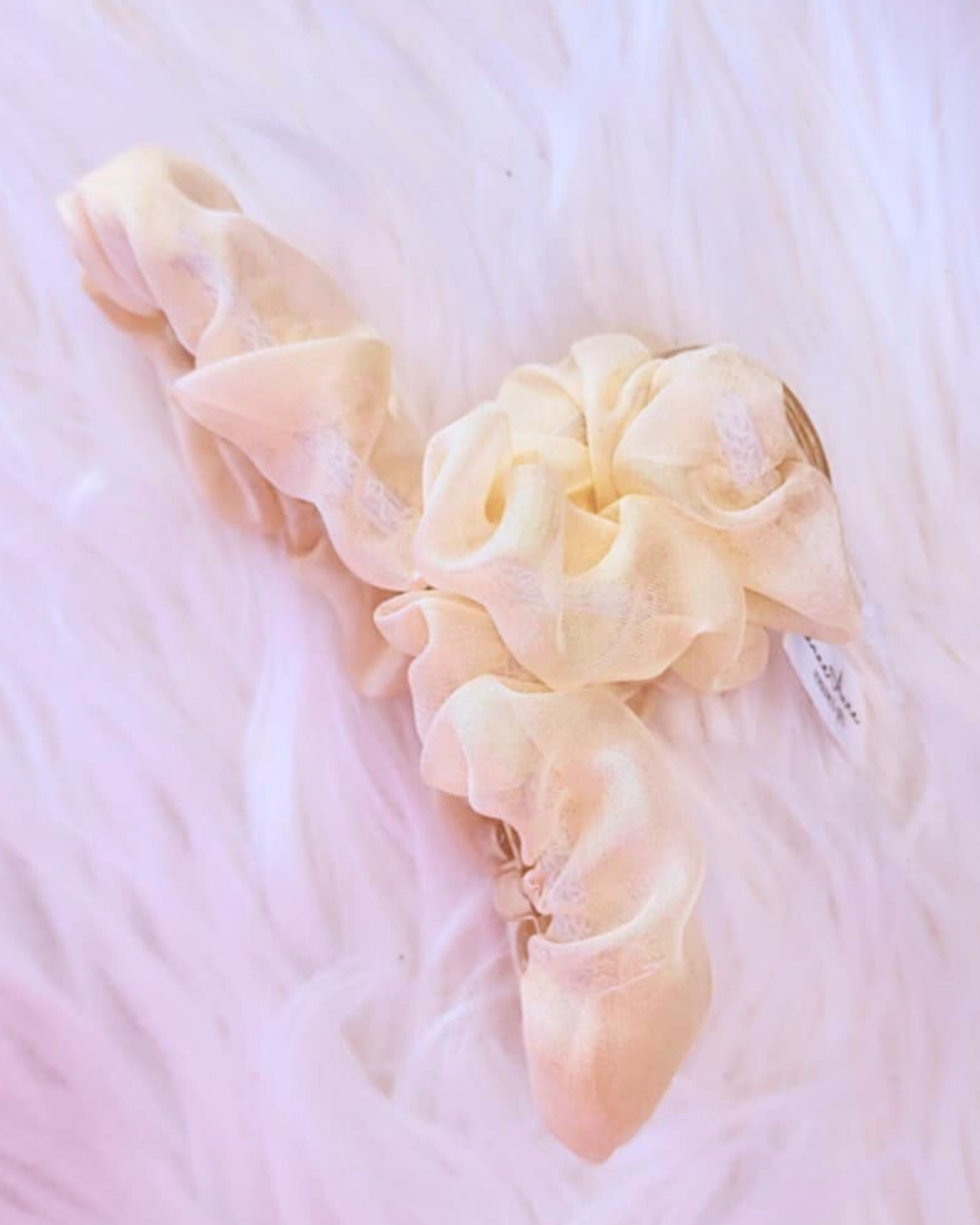 White Cream Ribbon Claw Clip