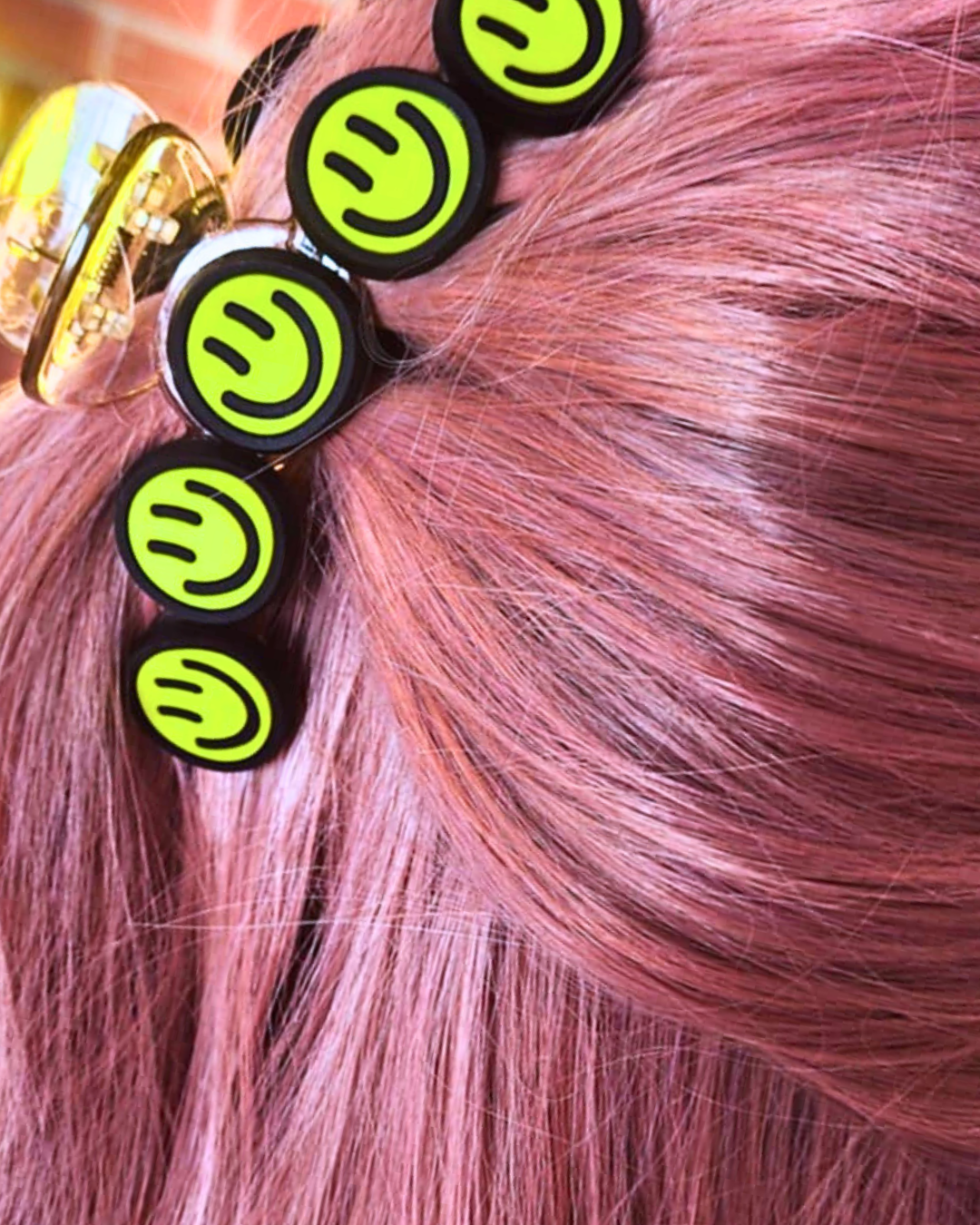 Black & Yellow Smiley Claw Clip