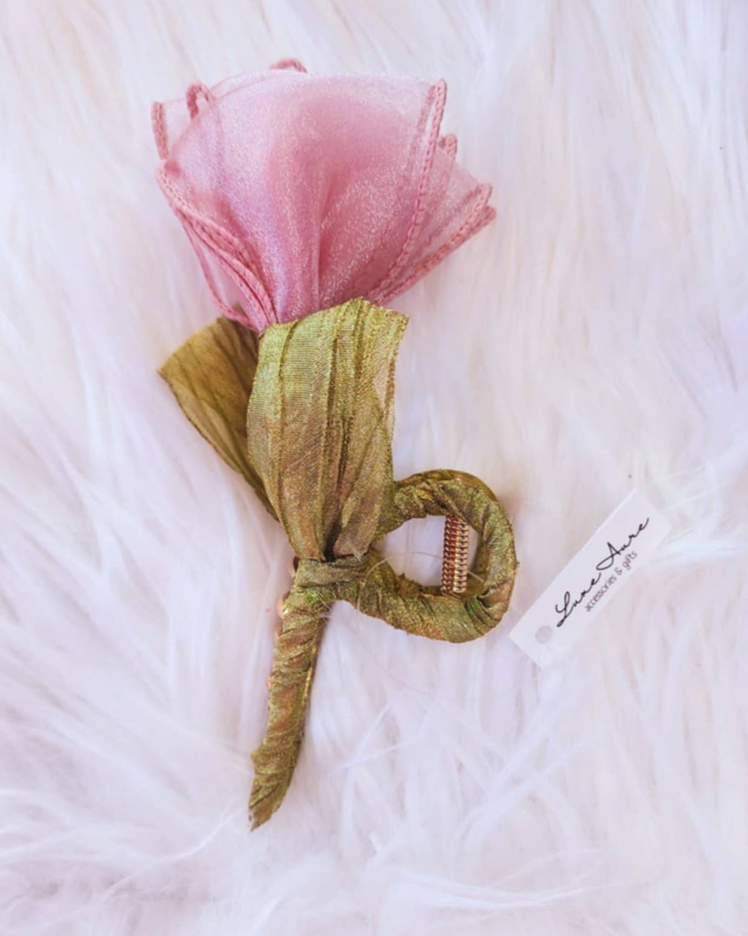 Pink Rose Claw Clip