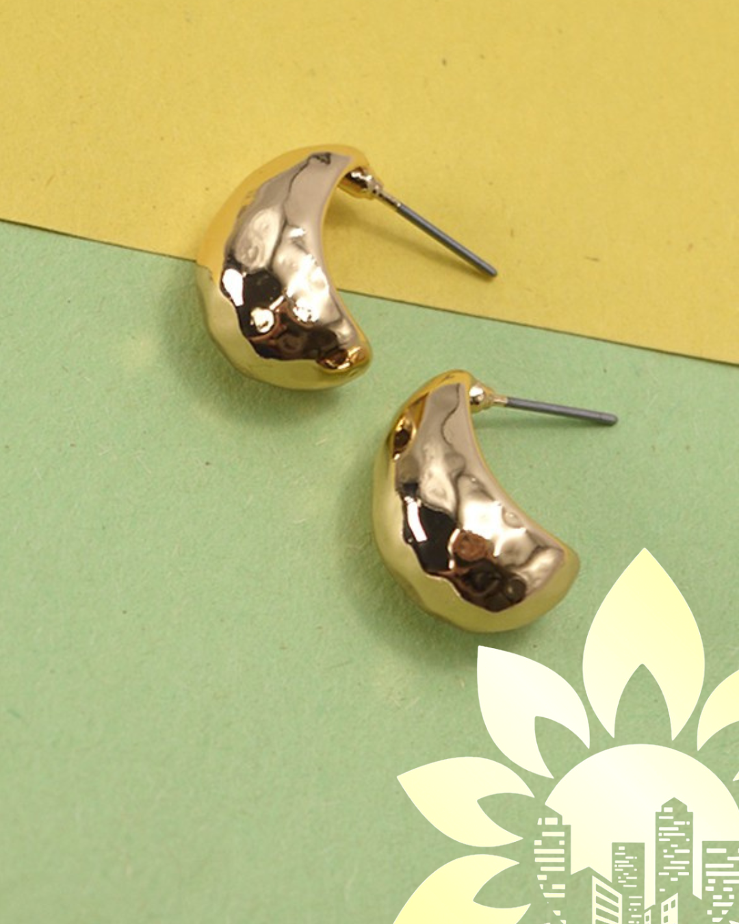 Gold Dome Drop Earrings