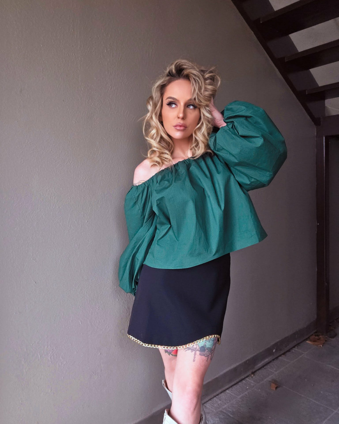 Emerald Enchantment Off- Shoulder Top