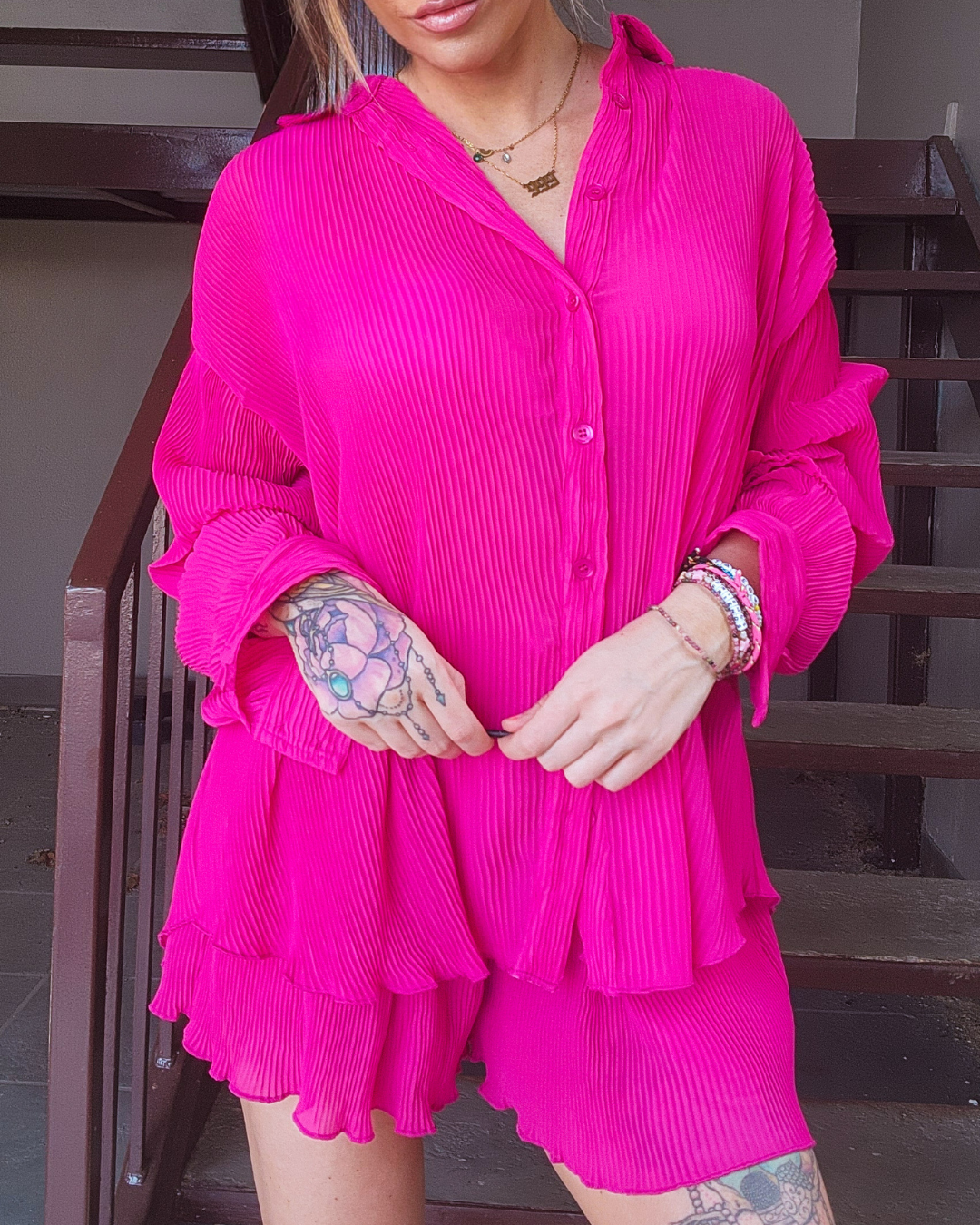 Pretty Pleased Plisse Button Up