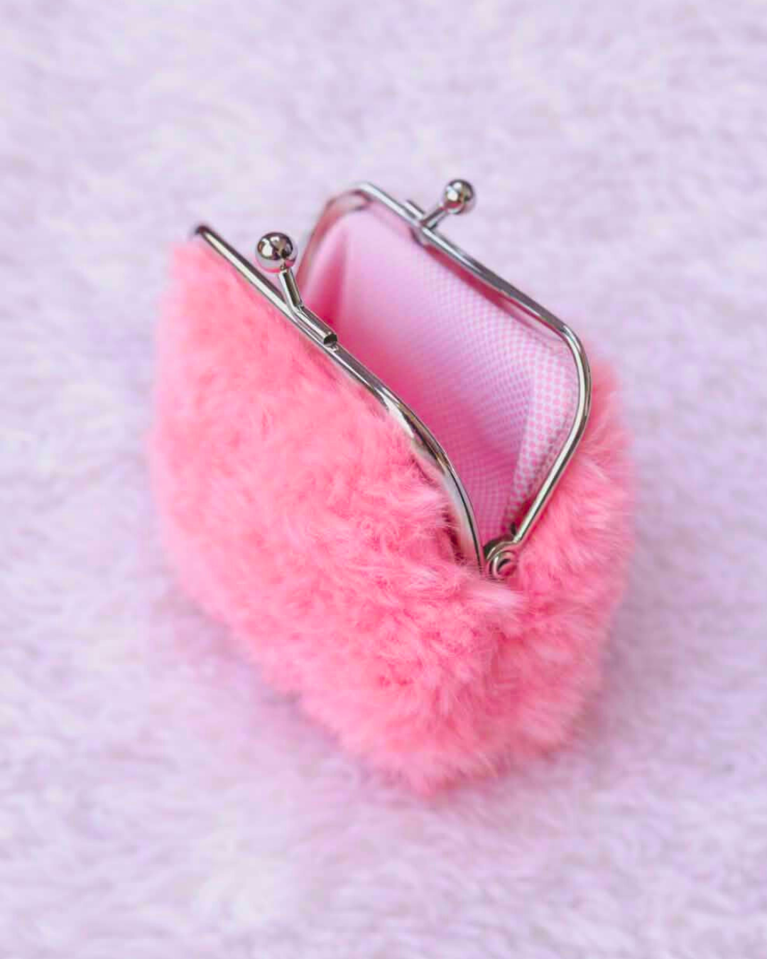 Coral Pink Fuzzy Coin Purse