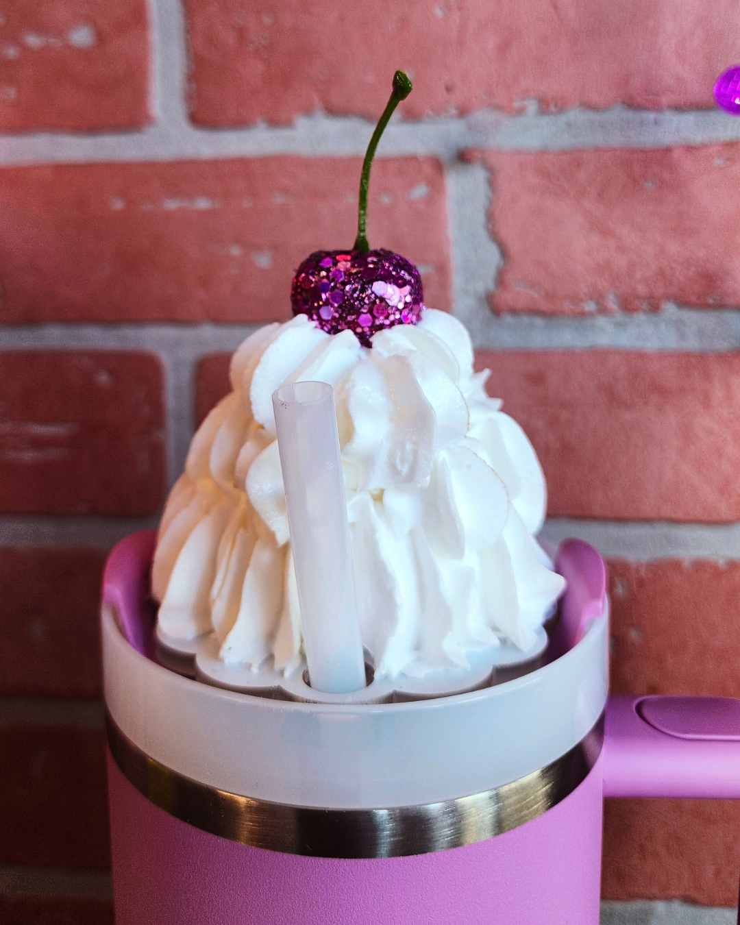 PIXIE POP Purple Glitter Cherry Whipped Cream 40oz Stanley Topper