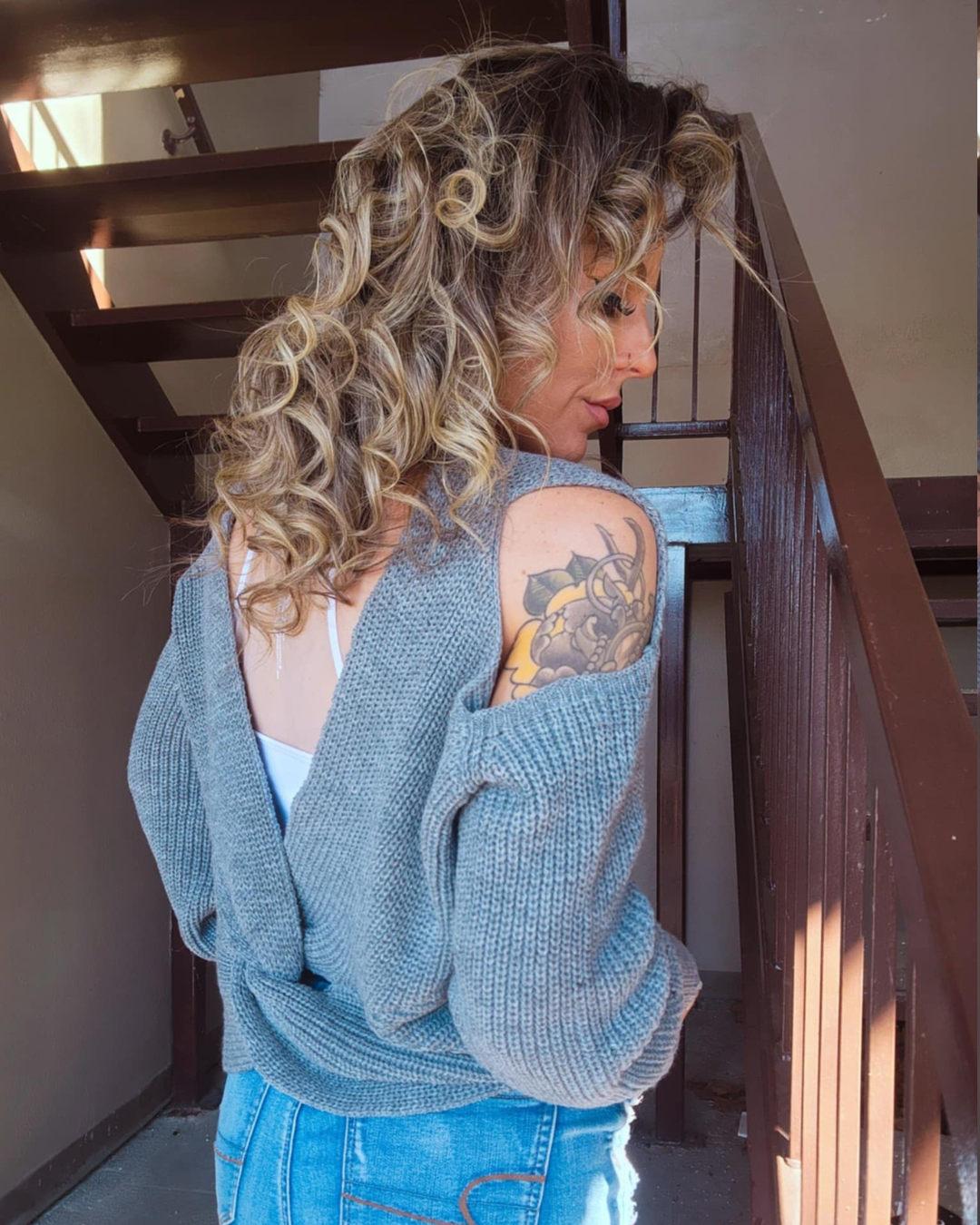 Sweet Escape Twist Back Cold Shoulder Sweater