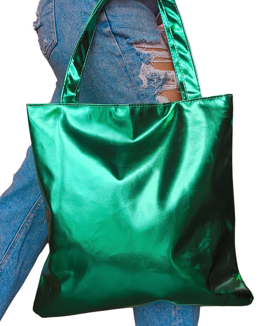 Green Metallic Tote Bag