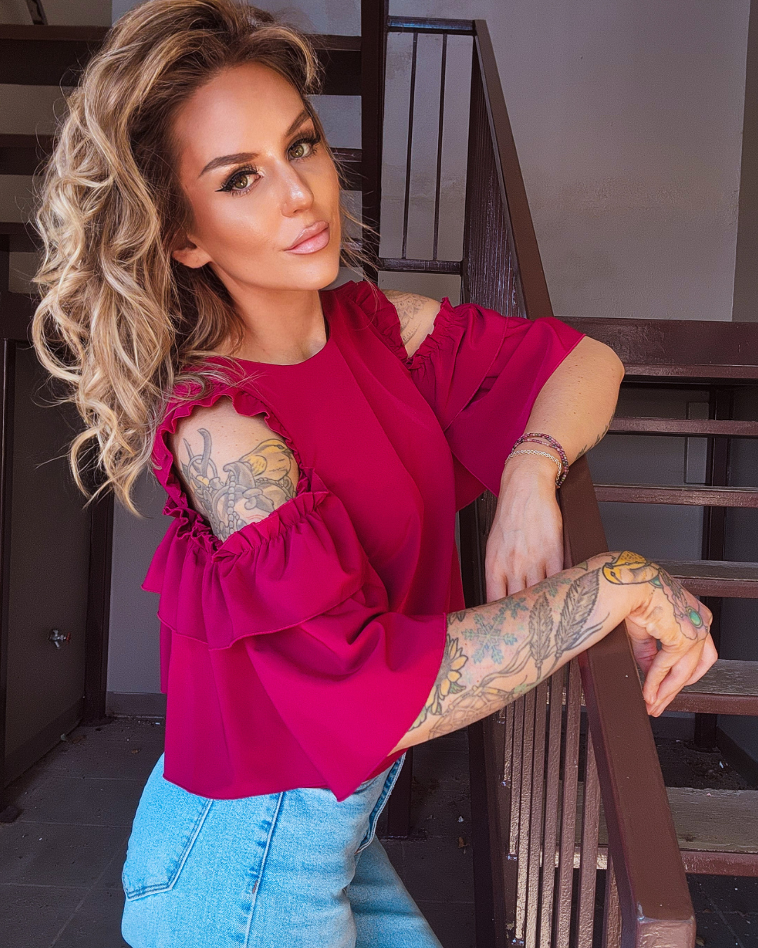 Crimson Harvest Ruffle Top