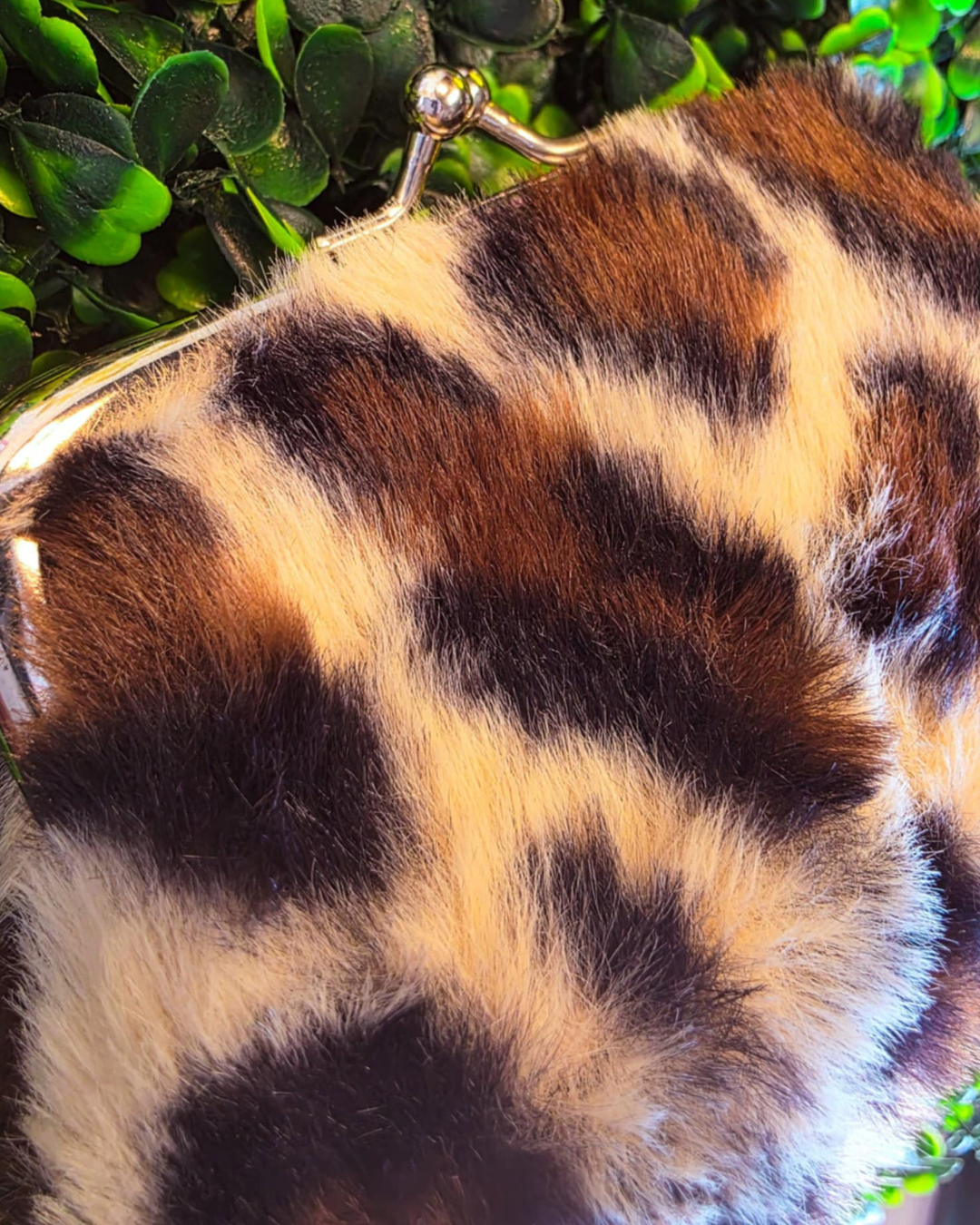 Large Fuzzy Cheetah Print Coin Purse