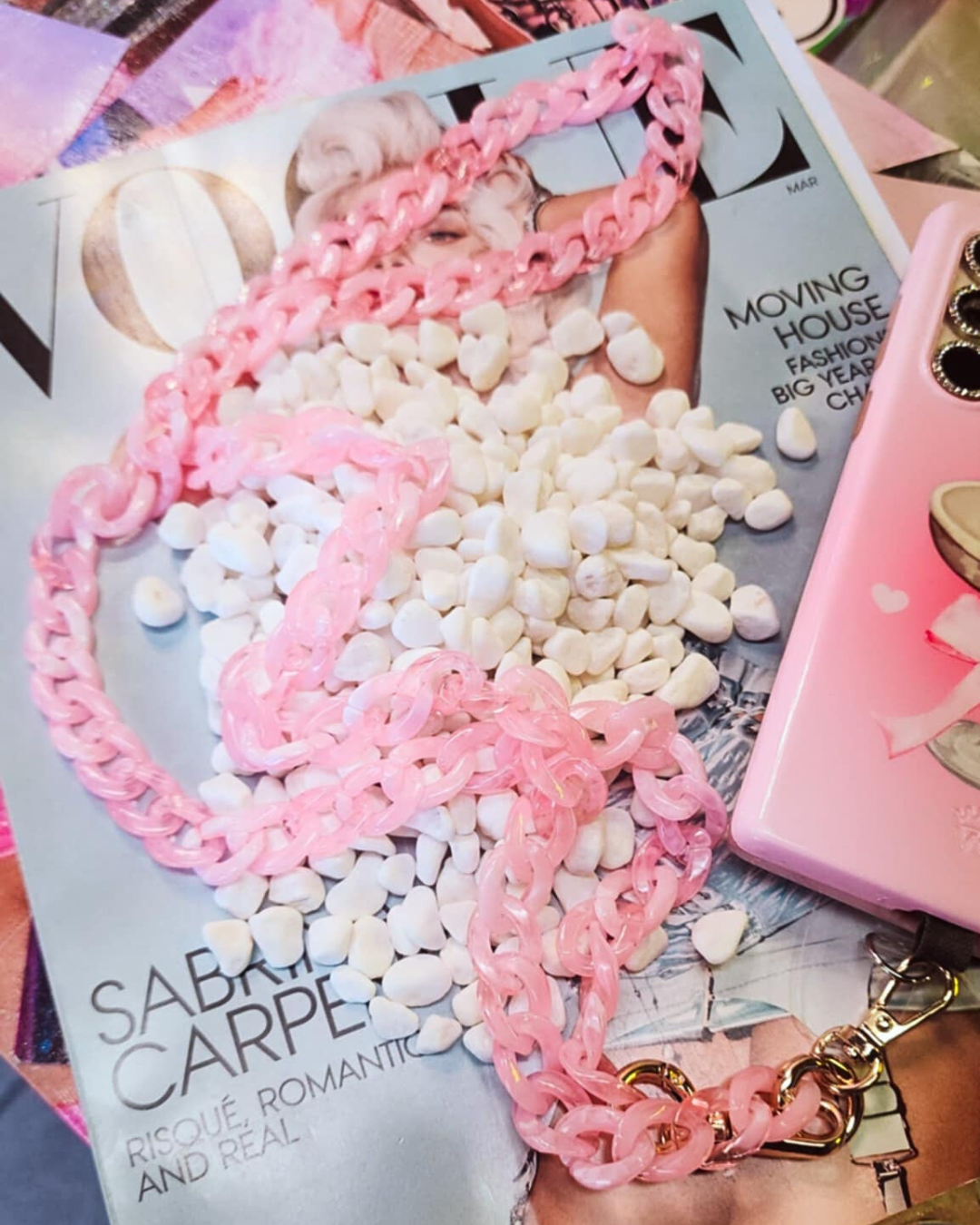 Mini Link Pink Crossbody Cellphone Chain