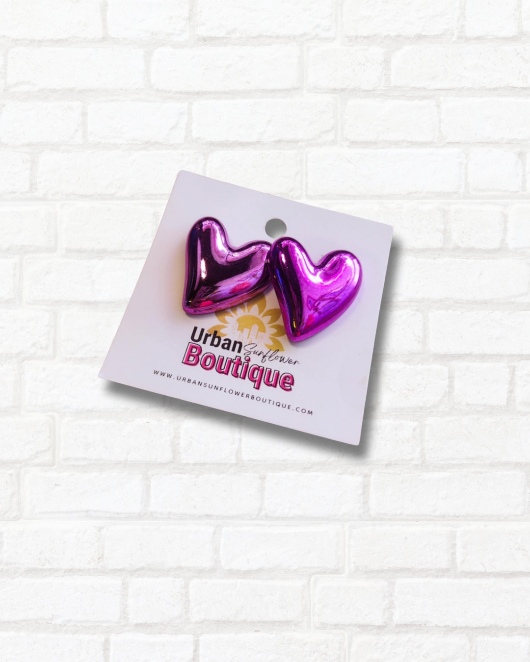 Metallic Purple Heart Earrings