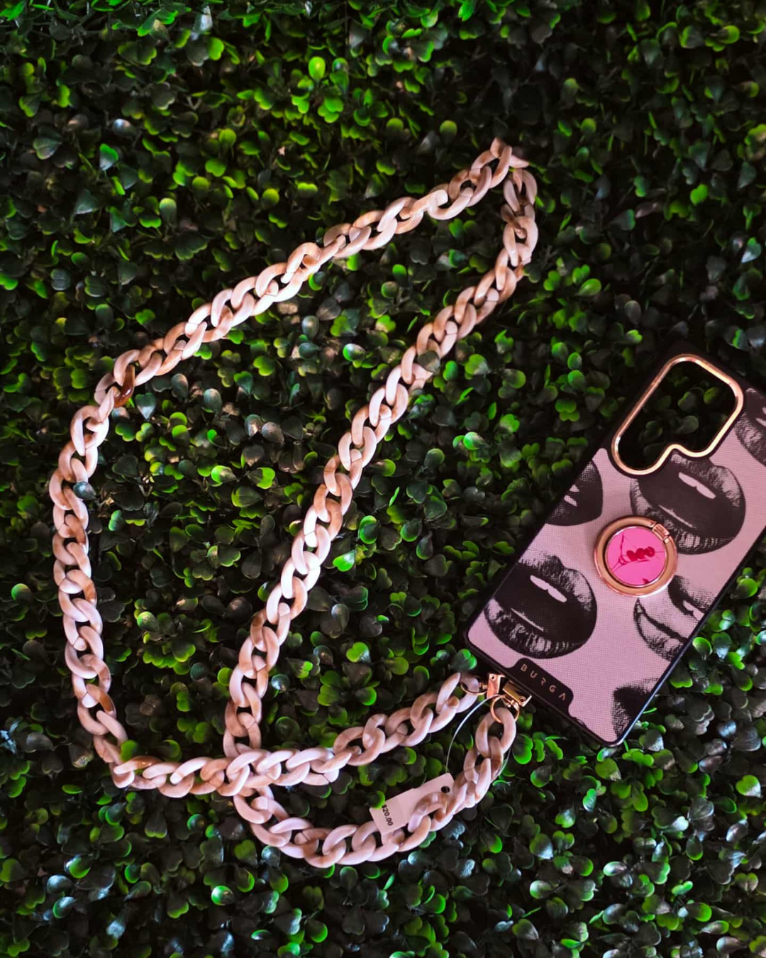 Neutral Marble Midi Crossbody Cellphone Chain