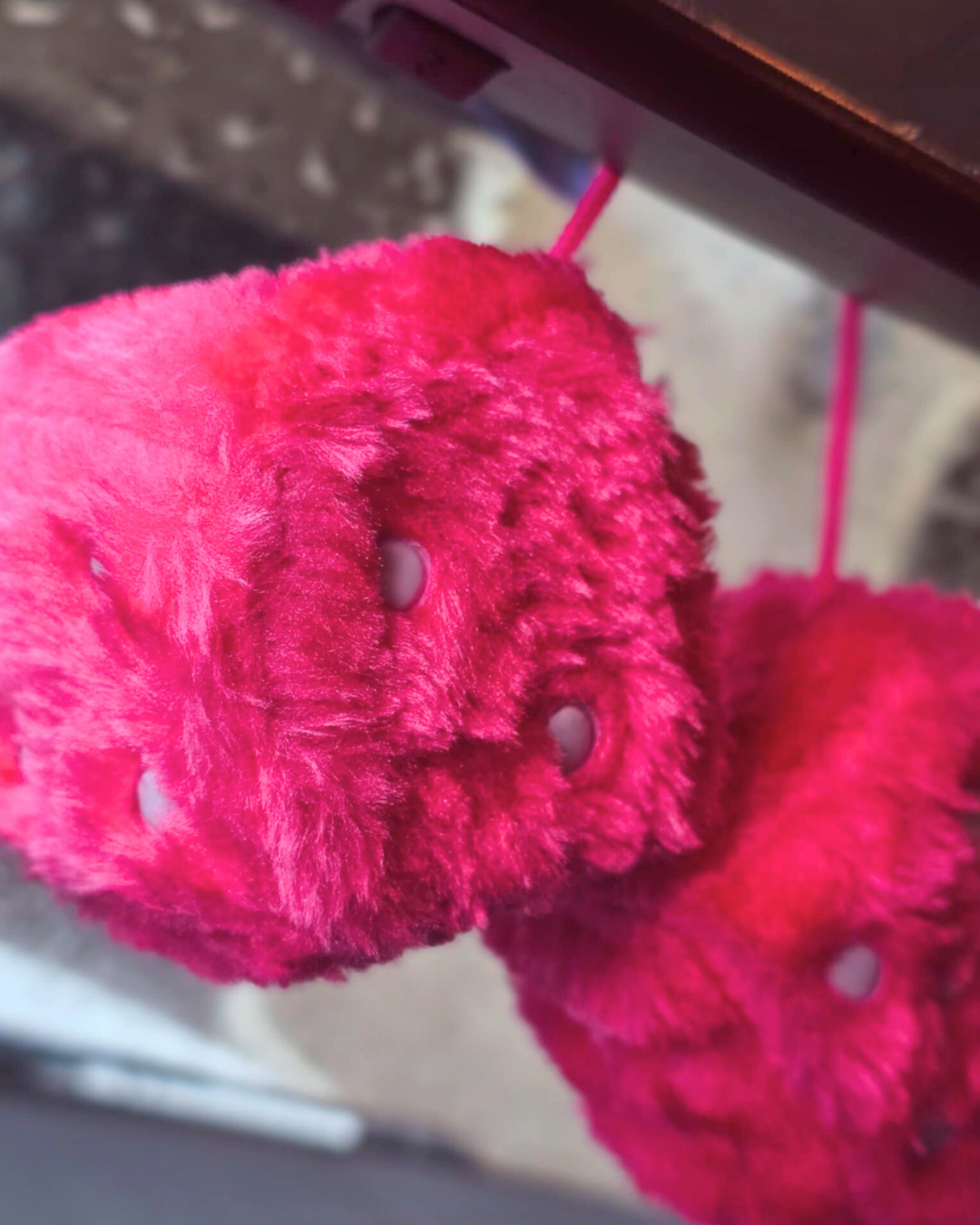 Fuzzy Pink Car Dice