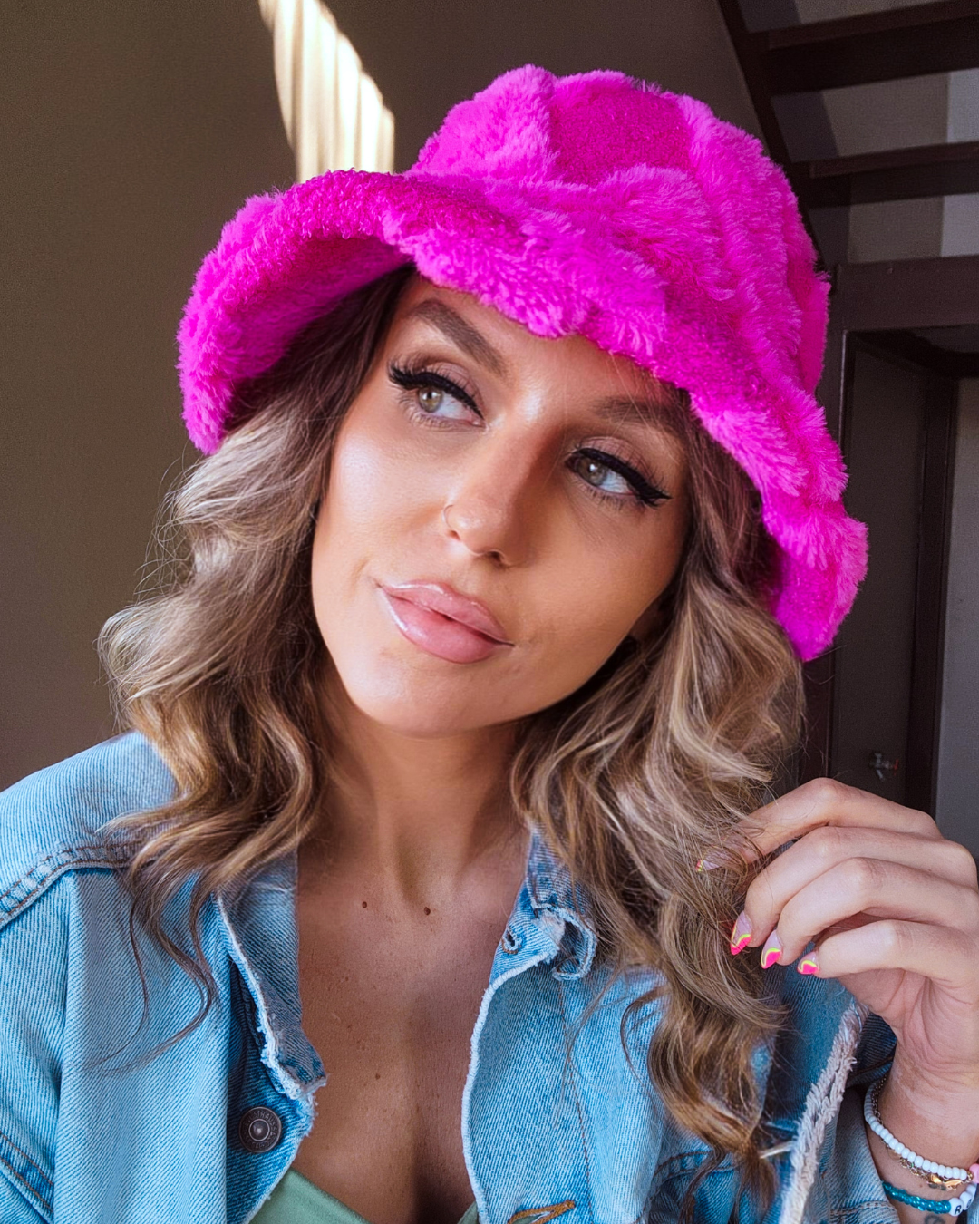 Geometric Pink Bucket Hat