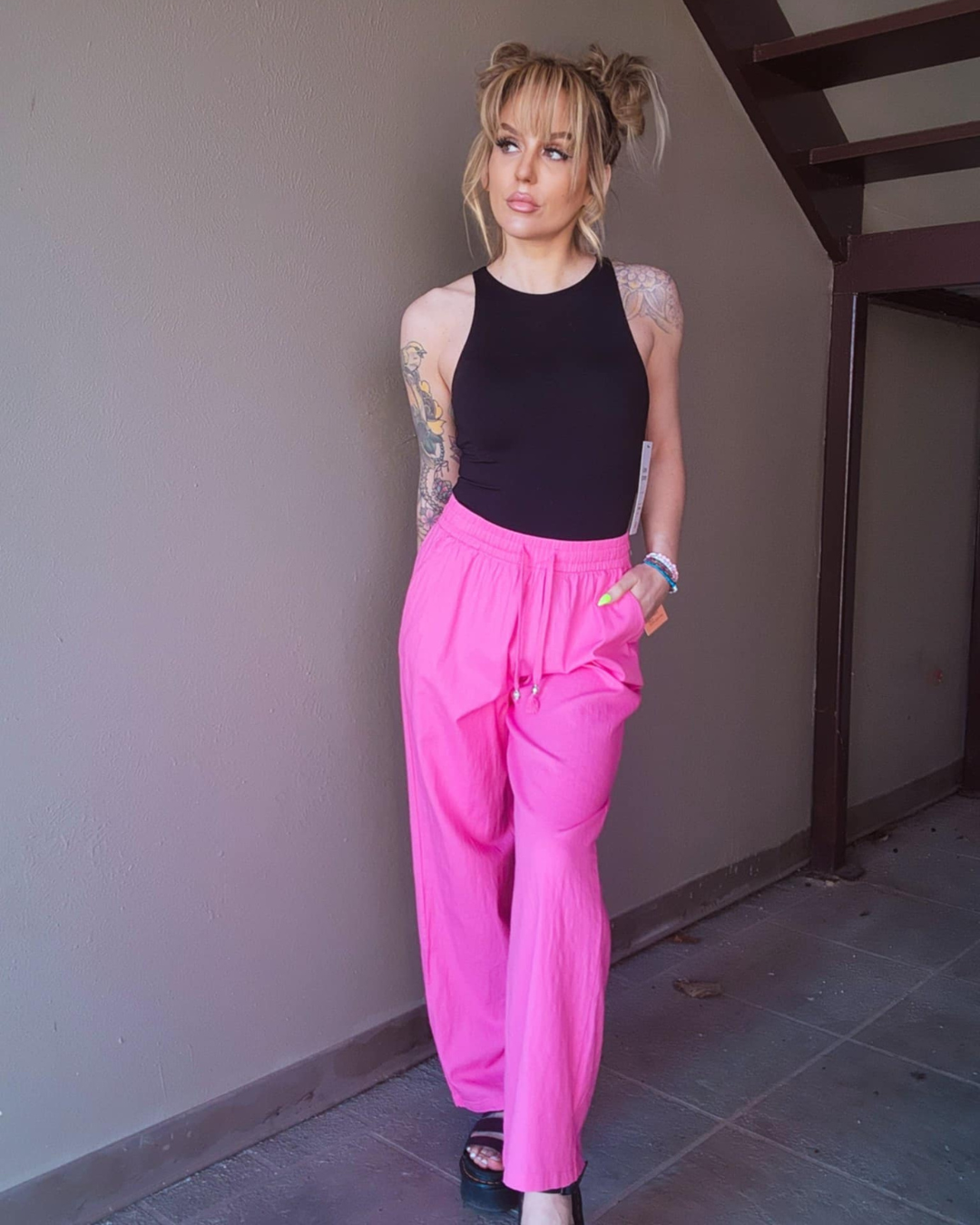 Bubblegum Breeze Linen Pants