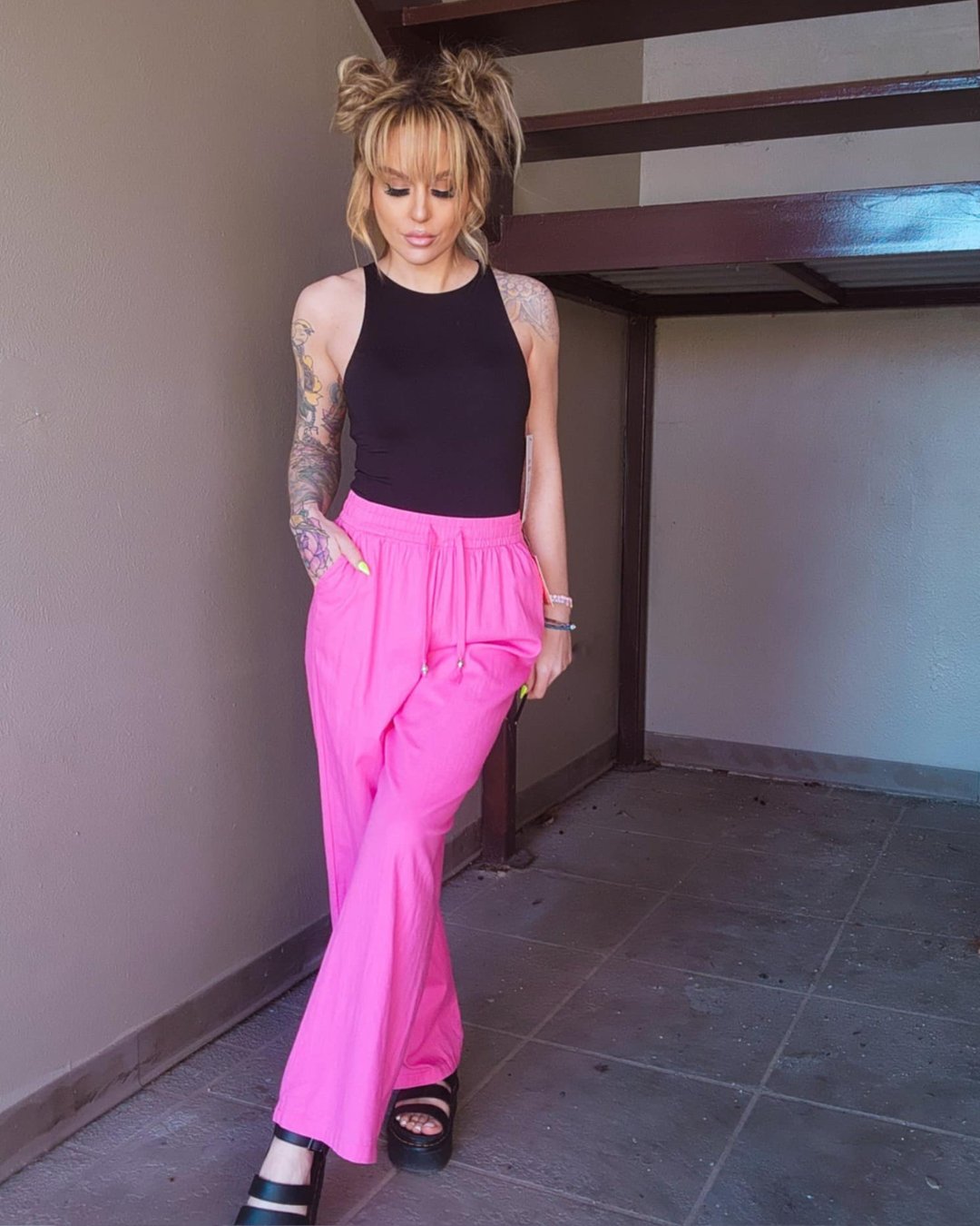 Bubblegum Breeze Linen Pants