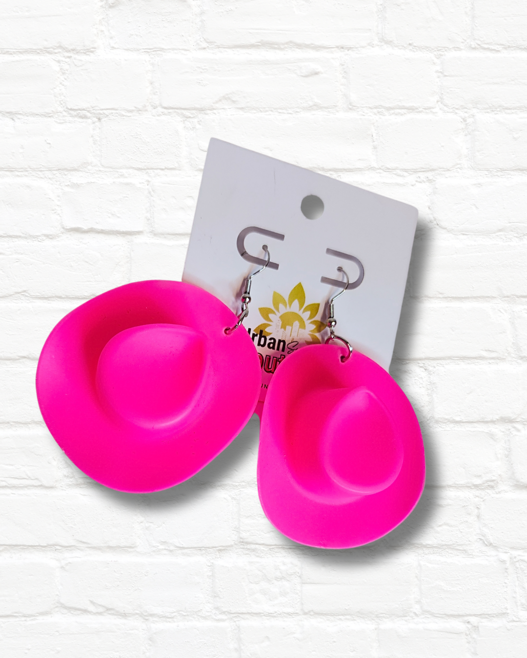Hot Pink Cowboy Hat Earrings