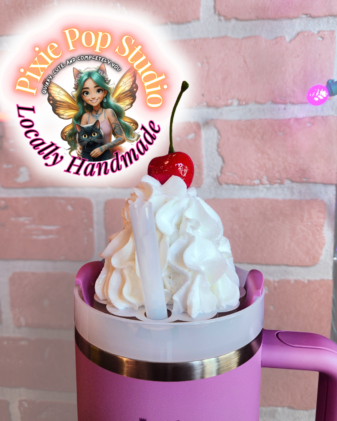 PIXIE POP Cherry Whipped Cream 40oz Stanley Topper
