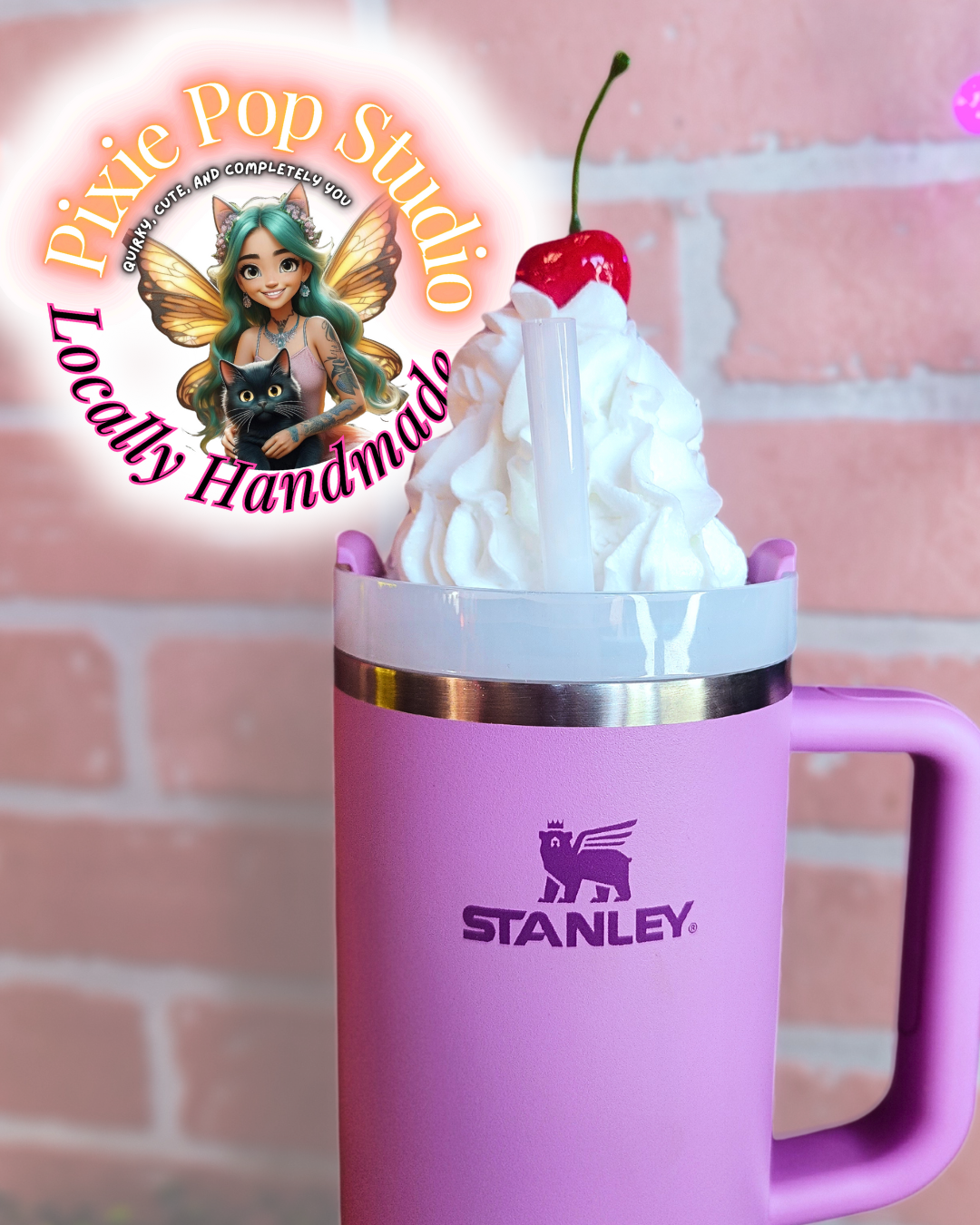 PIXIE POP Cherry Whipped Cream 40oz Stanley Topper