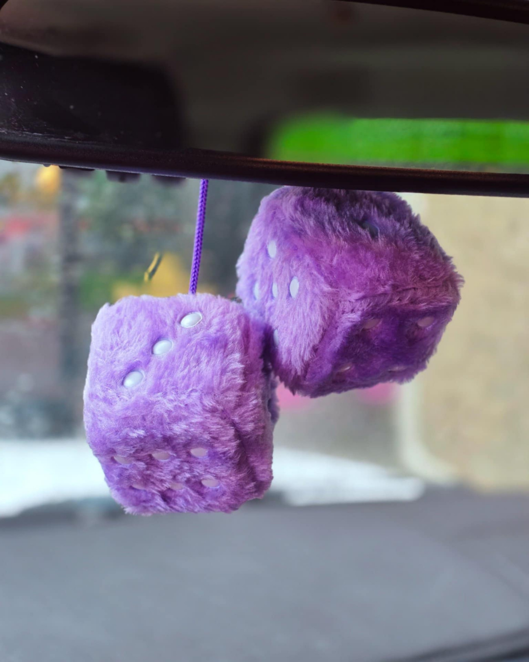 Fuzzy Purple Car Dice