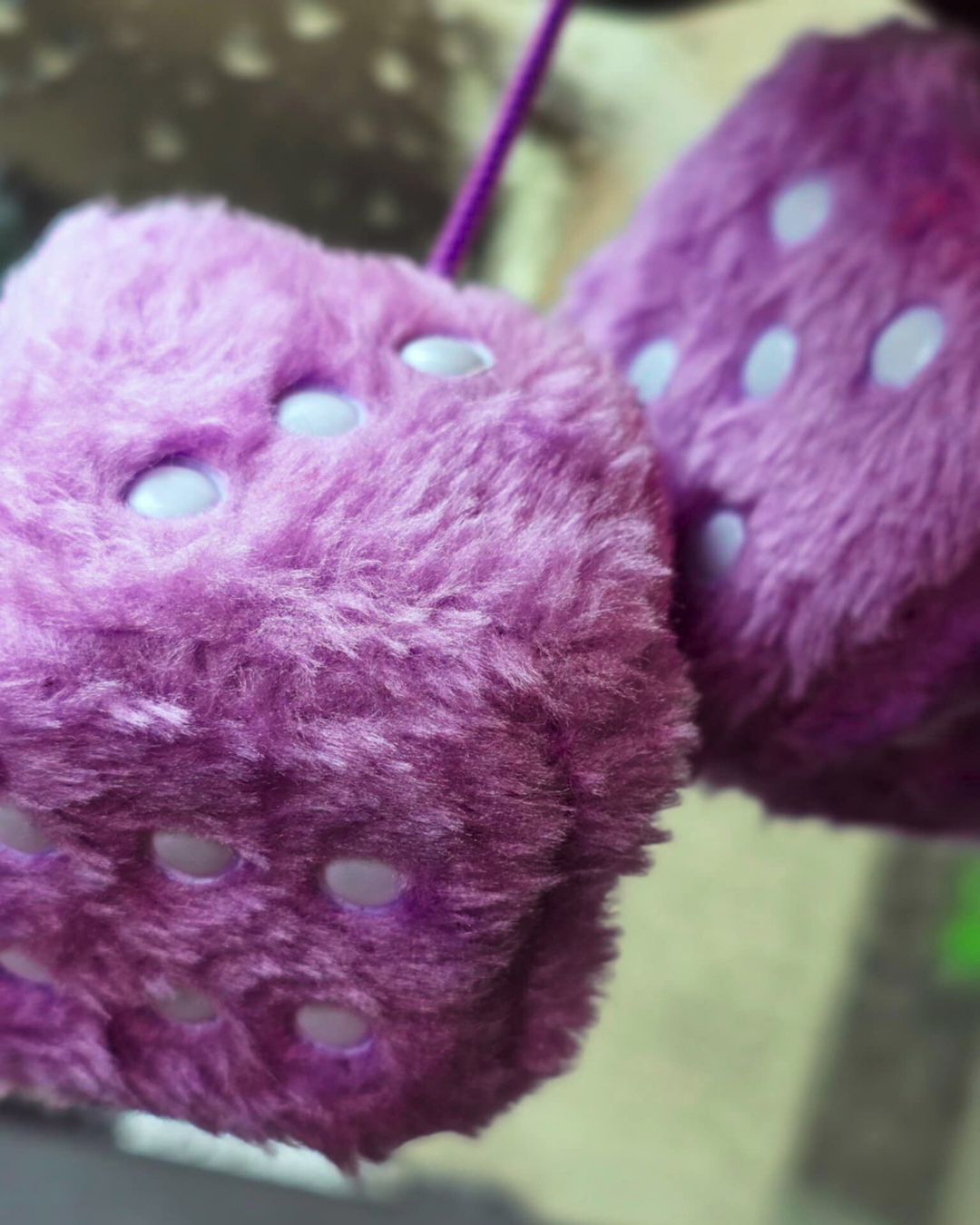 Fuzzy Purple Car Dice