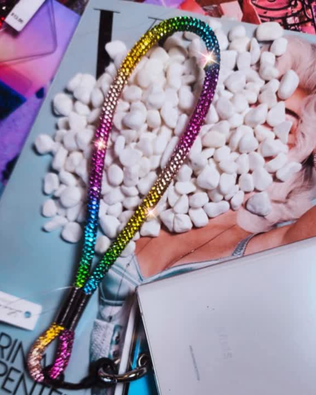 Rainbow Rhinestone Cellphone Keychain Wristlet