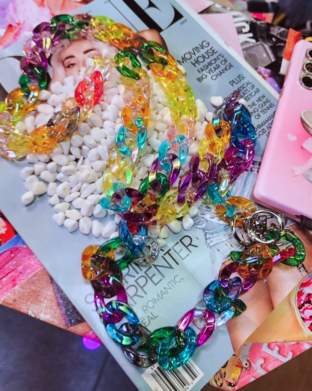 Clear Rainbow Crossbody Cellphone Chain