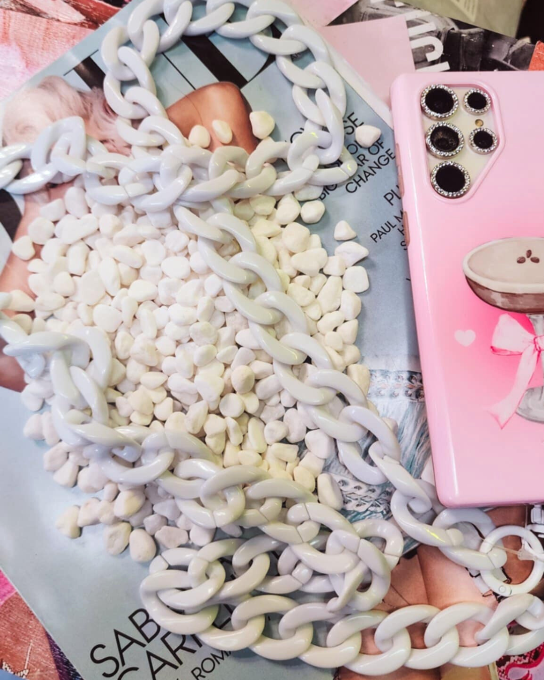 White Crossbody Cellphone Chain