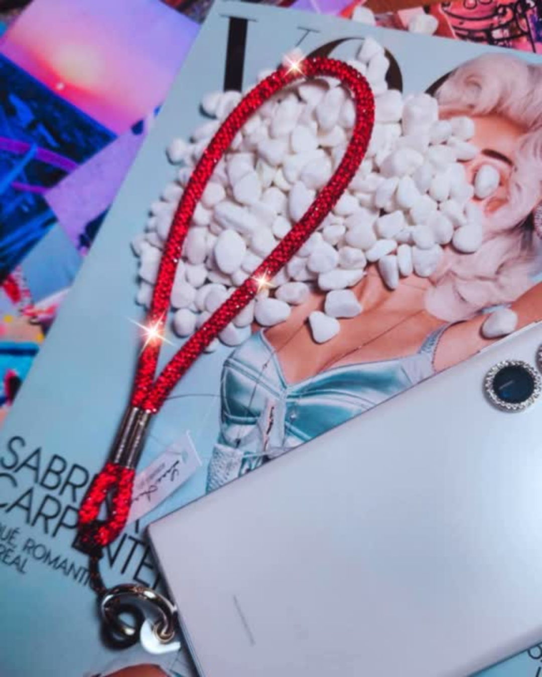 Red Rhinestone Cellphone Keychain Wristlet