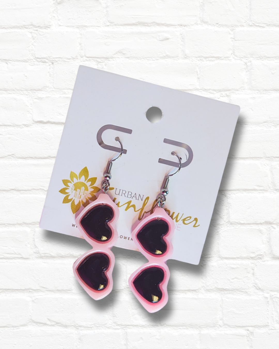 Pink Heart Sunglasses Earrings