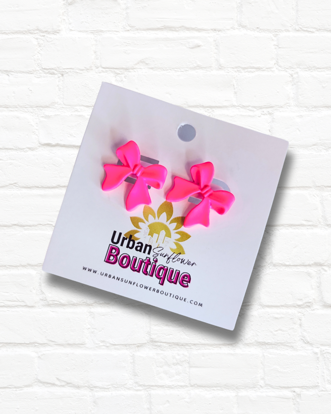 Hot Pink Bow Earrings