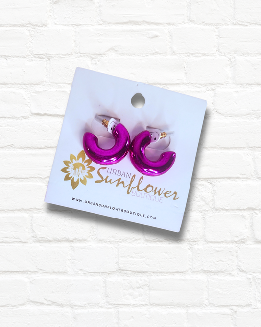 Chunky Metallic Pink Earrings