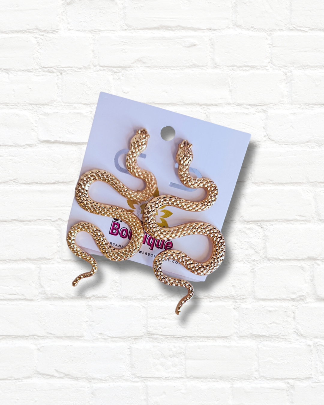 Gold Toned Midnight Serpent Earrings